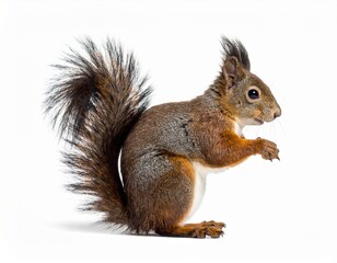 Fototapeta premium Brown Squirrel with Fluffy Tail Isolated 