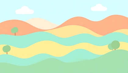 Obraz premium Cartoon colorful landscape with hills.