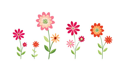 Naklejka premium Pink red orange flowers with green stems floral nature