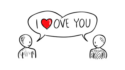 Red Heart Doodle love hand drawn