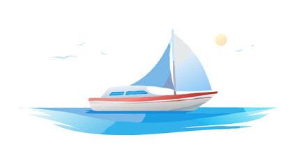 Sailboat on water with moon and birds ocean