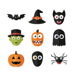 Fototapeta premium Halloween Old Portrait with Moving Eyes isolated in White background, silhouette Set, Halloween theme, Vector illustration