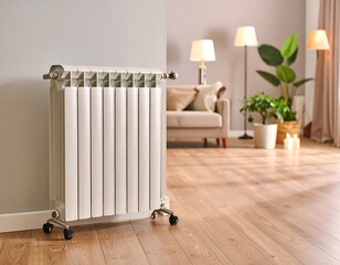 Modern radiator in a cozy living room