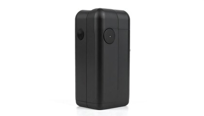 Obraz premium A sleek, black portable device, angled to showcase its design, sits against a plain white background.