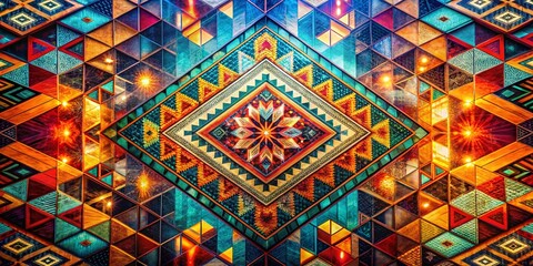 Fototapeta premium Geometric Heritage: Adaptable Culture Double Exposure Stock Photo