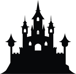 Obraz premium Ancient castle silhouette vector illustration isolated on a white background