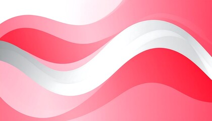 Abstract design with flowing, overlapping, wavy shapes in shades of pink, red, and white, creating a dynamic visual effect.