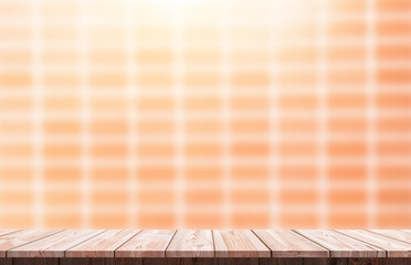 Wooden surface on brick background with bright lighting, suitable for construction or home...