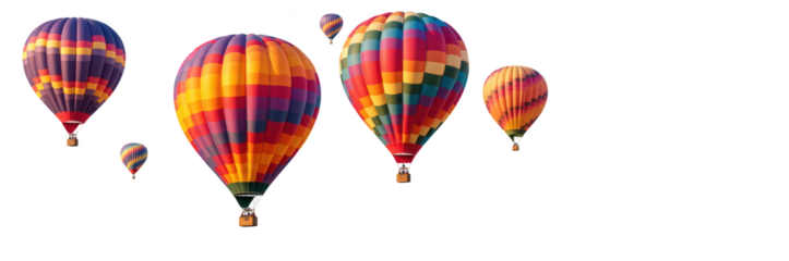 Colorful hot air balloons floating in clear sky create vibrant and joyful scene, perfect for capturing essence of adventure and freedom