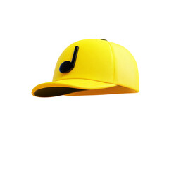 Fototapeta premium Stylish yellow baseball cap with black musical note design