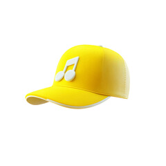Yellow cap with music note design on black background