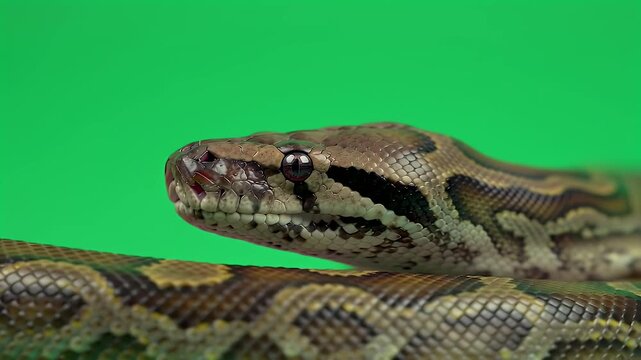 Python Head and Body Close-up on Green Screen Background
