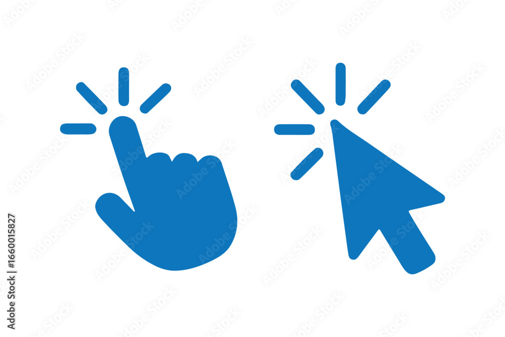 Poster pointer cursor computer mouse icon collection. clicking the cursor. hand clicks. pointing hand click