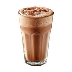  Glass with chocolate milk shake on white background