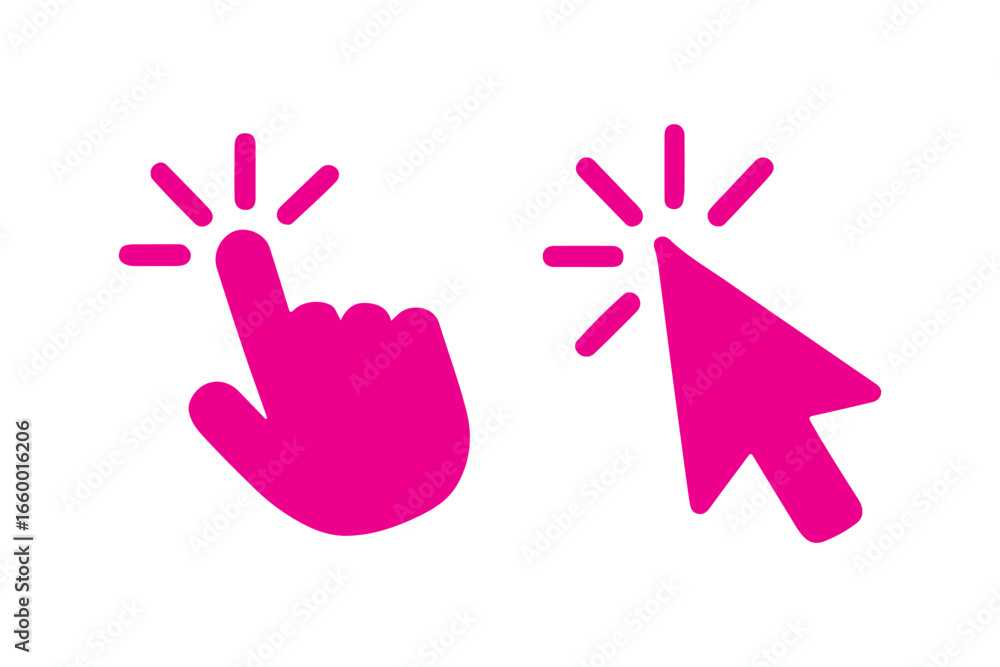 Poster pointer cursor computer mouse icon collection. clicking the cursor. hand clicks. pointing hand click
