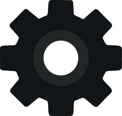 Vector art of black gear cog wheel icon representing mechanical industry, technology, engineering, and progress
