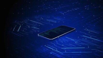 Digital data stream mobile phone network technology background high tech particle waves futuristic backdrop network, big data transfer connection. Cyber security, AI, cloud computing, processing. - Powered by Adobe