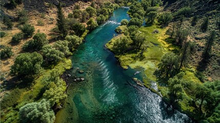 aerial view of green river.