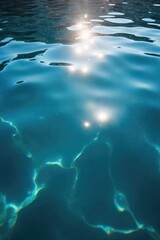 Fototapeta premium Dazzling Sunlight on a Serene Blue Lake Sparkling Water, Light & Shadow Patterns