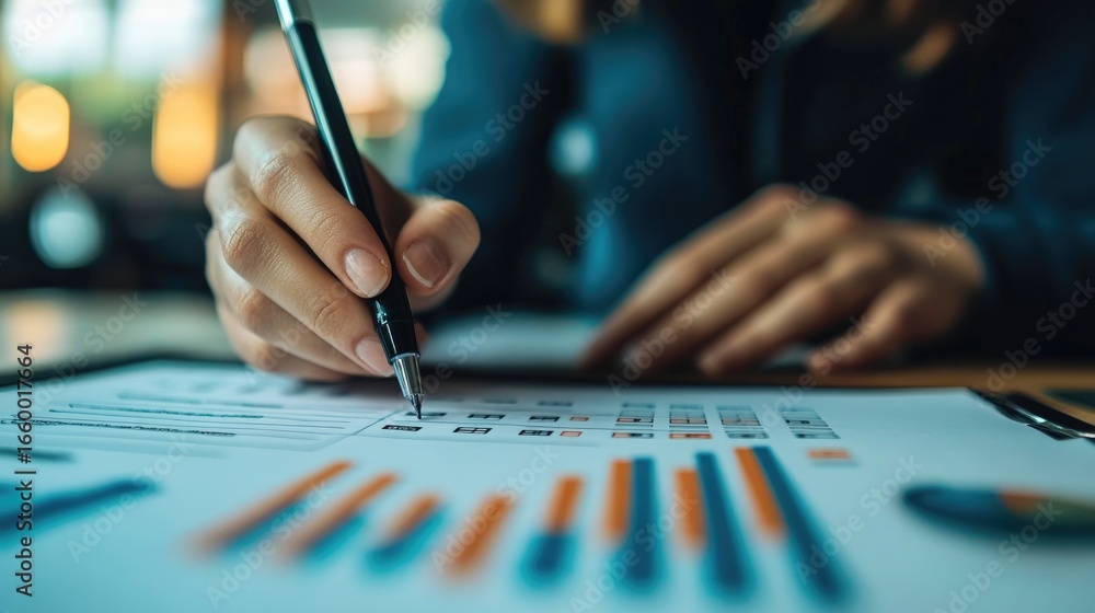 Poster checklist concept: person marking checkboxes with a pen for completing tasks.