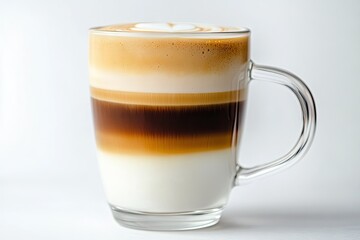 Layered coffee drink in clear glass mug (3)