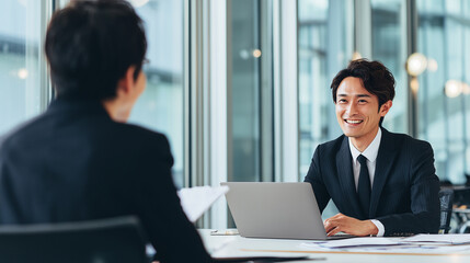 オフィスで行われる就職面接の風景