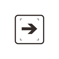 Simple black right-pointing arrow icon inside a framed square.
