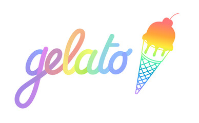 Colorful Rainbow Gelato Ice Cream Logo Illustration