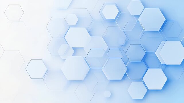 Abstract Hexagon Pattern in White and Blue Geometric Background for Science Technology or Medical Concept Digital Art Minimalist Design and Clean Aesthetic