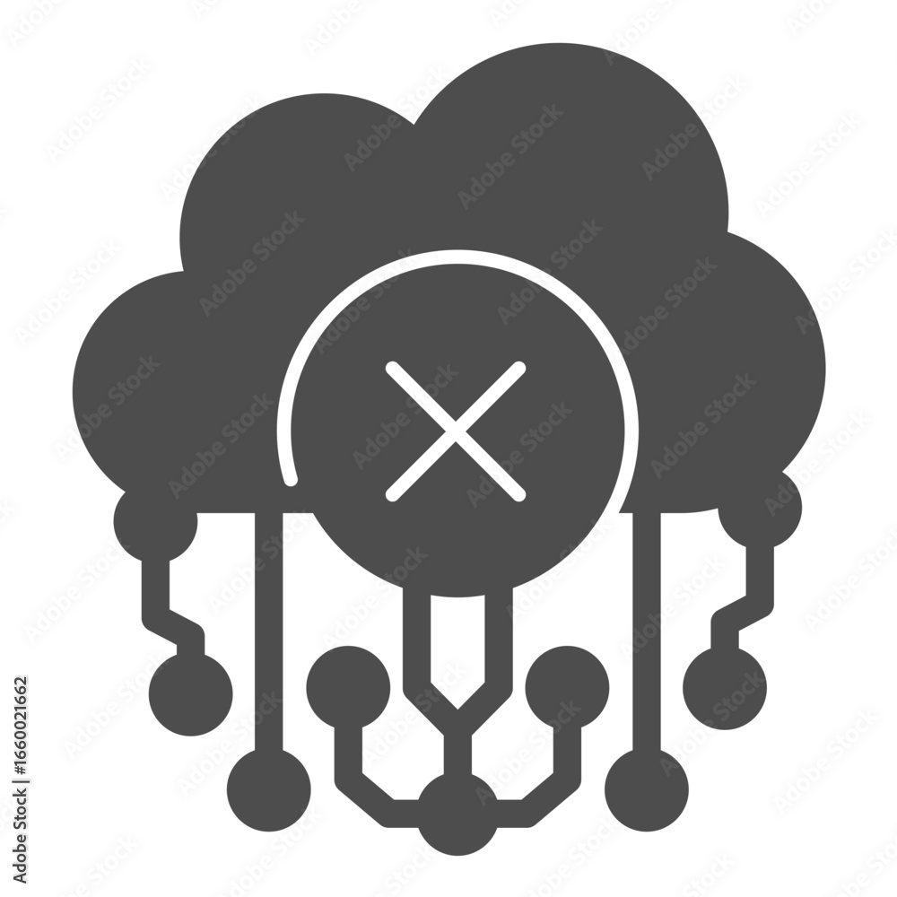 Aufkleber deny or ban of cloud access solid icon, data hoarding concept. vector graphics. cloud storage connec