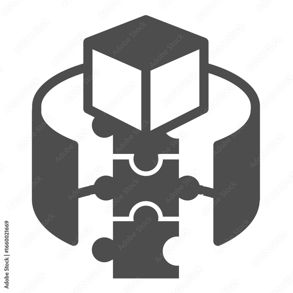Poster environment for batch of puzzle pieces solid icon, data hoarding concept. vector graphics. content c