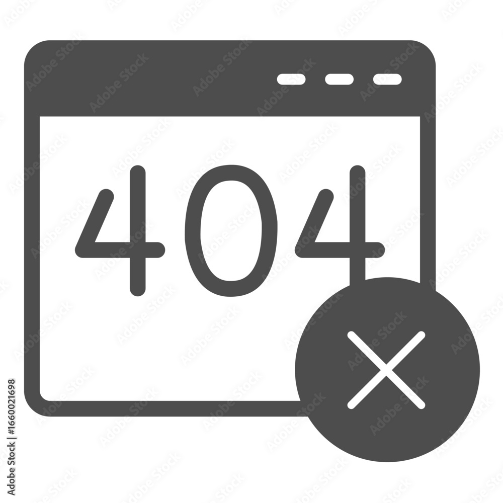 Poster connection error code page window solid icon, system message concept. vector graphics. website serve