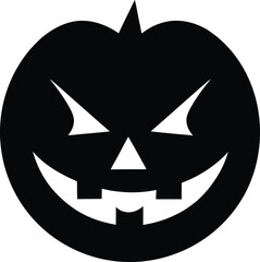Spooky Black and White Jack-o'-Lantern Silhouette for Halloween Celebrations