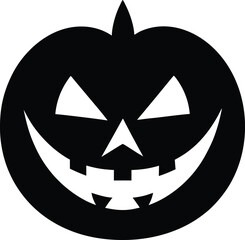 Spooky Black and White Jack-o'-Lantern Silhouette with a Wicked Grin