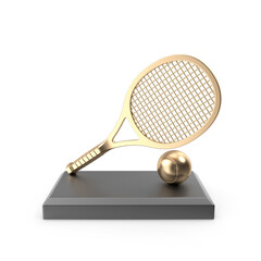 Elegant Tennis Trophy Gold Racket  Ball Award 3d Png