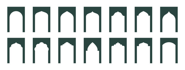 Arab Arch and Islam Door, Arch and Window, Islam Frames Set, Ramadan frames in oriental style vector