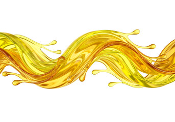Dynamic Golden Yellow Liquid Splash Isolated on Black Background