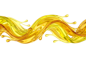 Dynamic Golden Yellow Liquid Splash Isolated on Black Background