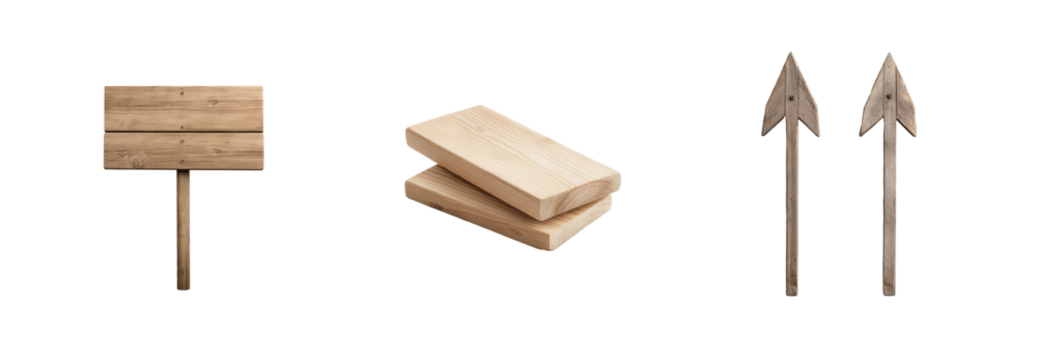 3D signpost and elements including planks arrows 