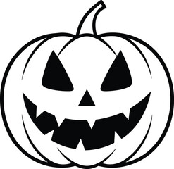 Spooky Jack-o'-Lantern Face with Jagged Teeth and Triangular Eyes, Halloween Icon