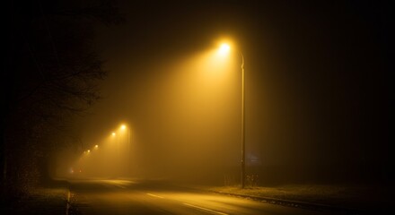 One glowing streetlight