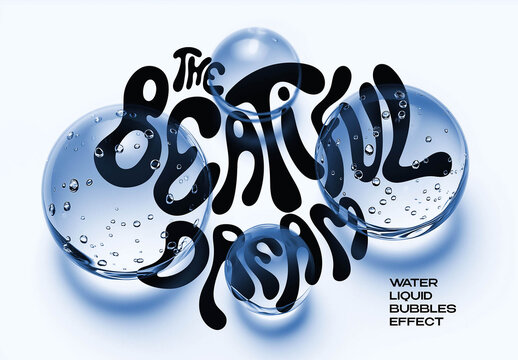 Water Liquid Bubbles Effect Mockup