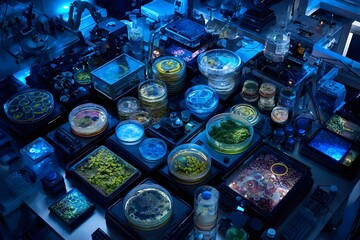 Top - view of Diverse Microbial Cultures in Lab