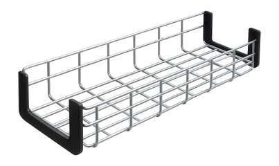 Wire mesh cable tray with a zinc-plated finish for supporting cables in a food processing facility.