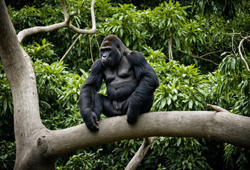 Obraz premium Lonely Gorilla on tree