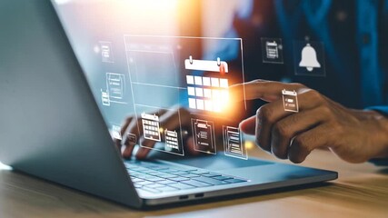 Businessman Scheduling with Laptop: Digital Calendar and Planning Concept