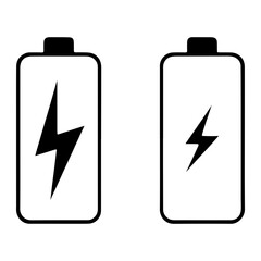 Obraz premium Battery charge icons with lightning bolt power energy
