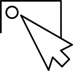 Computer mouse cursor clicking on a circular button, isolated on transparent background