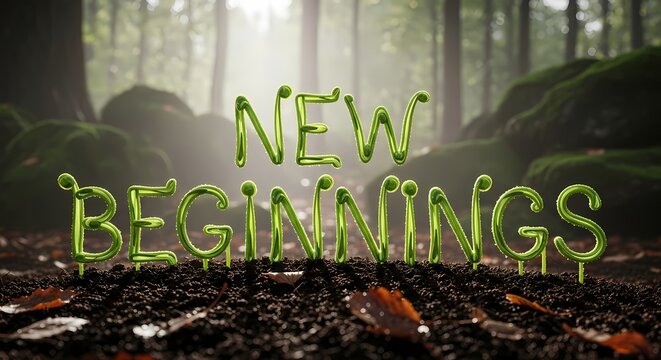 New beginnings concept with forest background for inspirational design and renewal themes