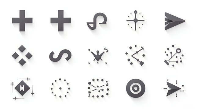 Abstract Geometric and Constellation Icons Collection Vector Graphics on White Background